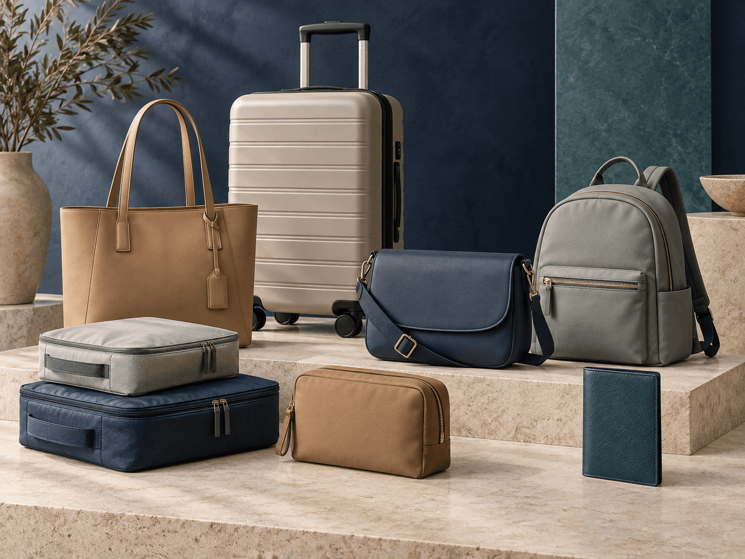 A curated collection of bags and travel luggage