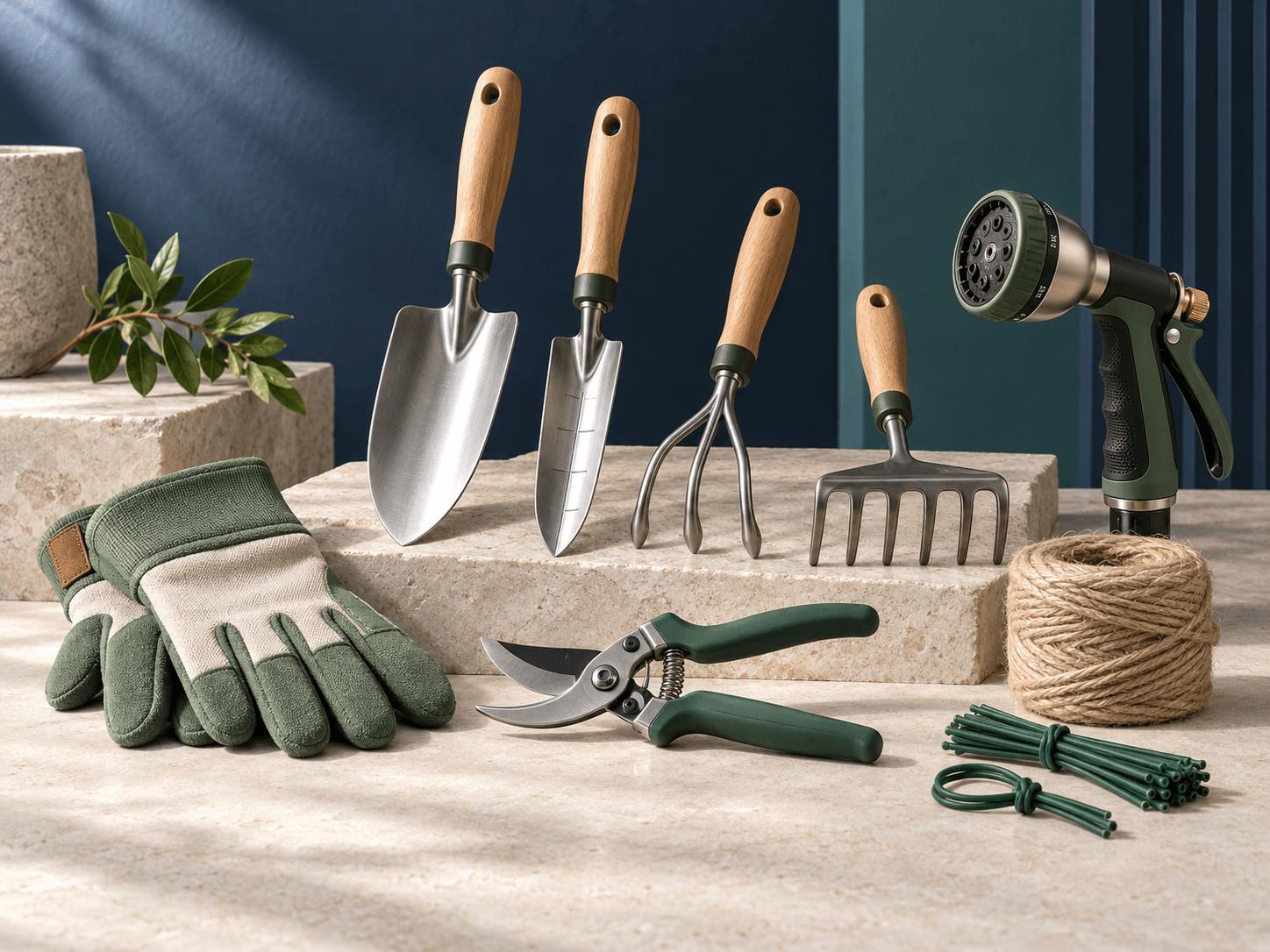 A curated collection of garden tools and accessories